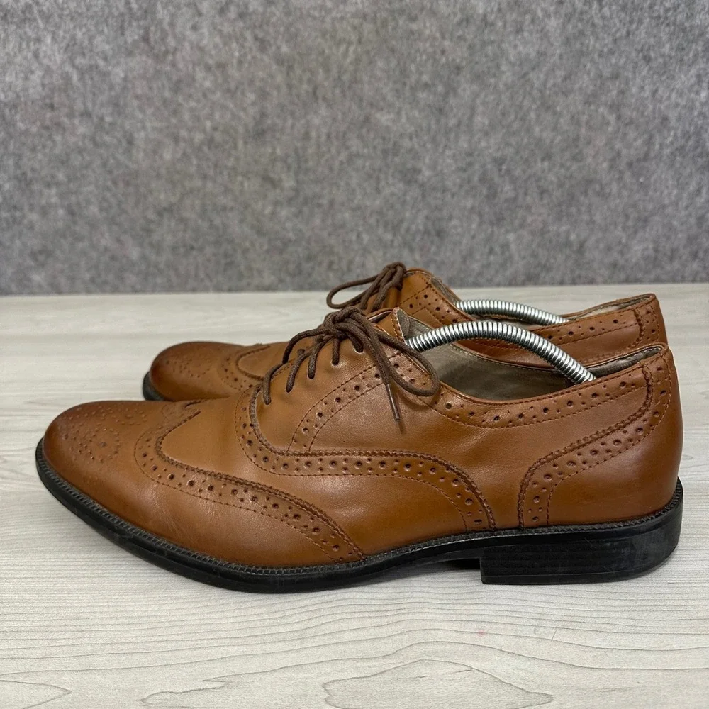 G.H. Bass Nicholas Wingtip Oxford Mens 13 Tan Leather Brogue Dress Shoes
